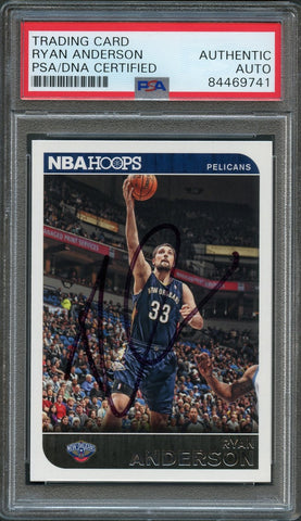 2014-15 NBA Hoops #239 Ryan Anderson Signed Card AUTO PSA Slabbed Pelicans