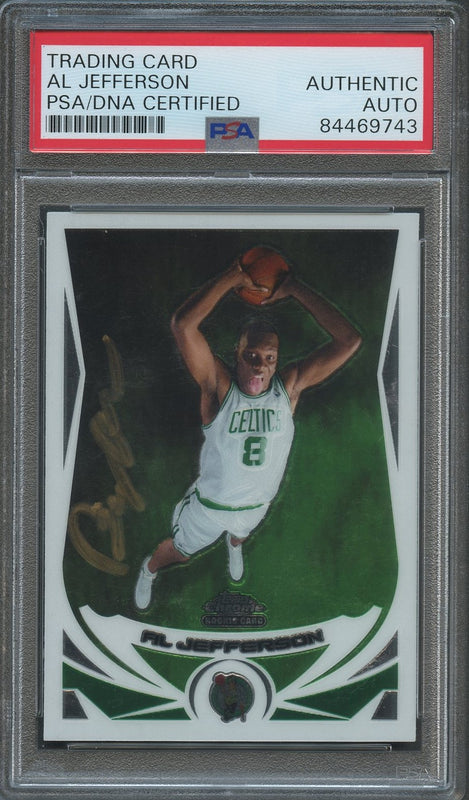 2004 TOPPS CHROME #180 AL JEFFERSON Signed Card AUTO PSA Slabbed RC Celtics