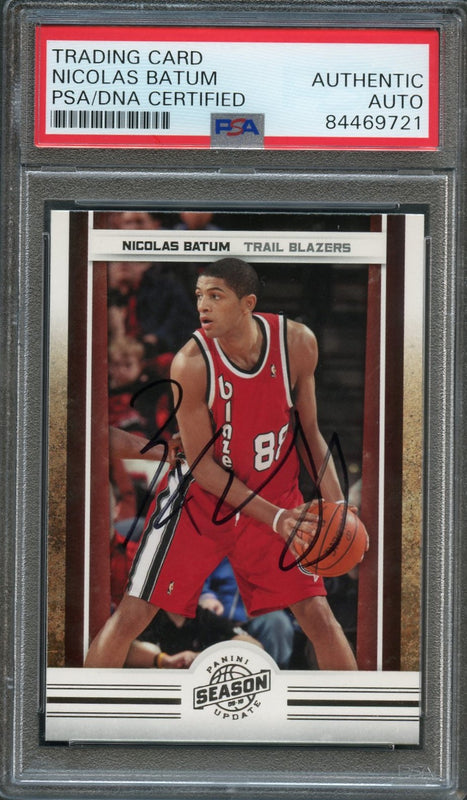 2009-10 Panini Season Update #118 Nicolas Batum Signed Card AUTO PSA Slabbed Blazers