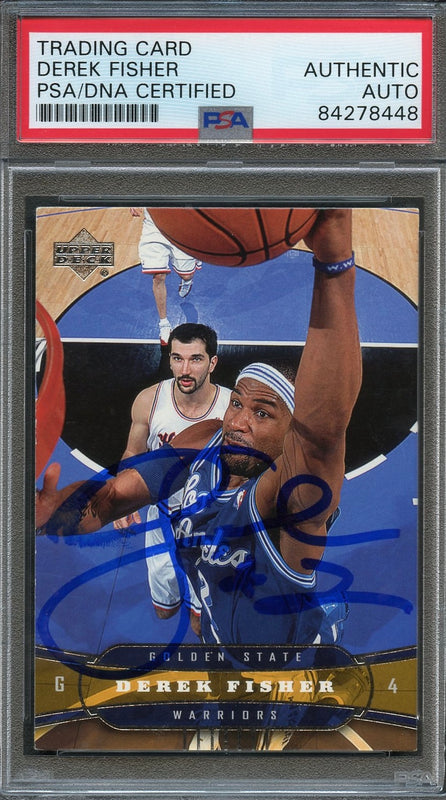 2004 Upper Deck #59 Derek Fisher Signed Card AUTO PSA Slabbed Warriors