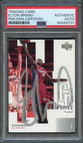 2002-03 Upper Deck Championship Drive #35 Elton Brand Signed Card AUTO PSA Slabbed Clippers