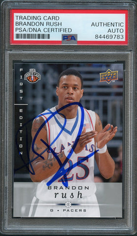 2008-09 Upper Deck First Edition #229 Brandon Rush Signed Rookie Card AUTO PSA Slabbed RC Pacers