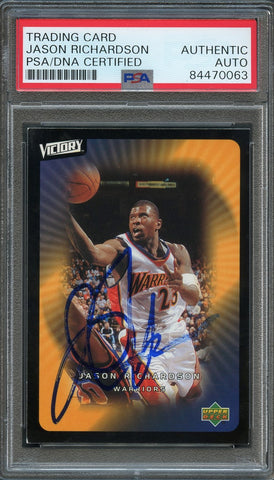 2003-04 Upper Deck Victory #28 Jason Richardson Signed Card AUTO PSA Slabbed Warriors