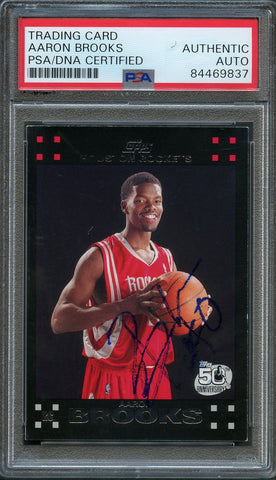 2007-08 TOPPS #135 Aaron Brooks Signed Card AUTO PSA Slabbed RC Rockets