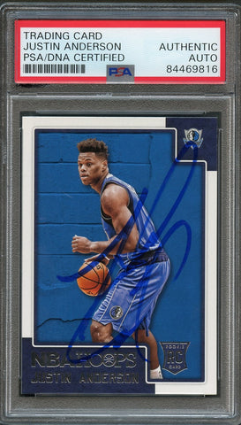 2015-16 NBA Hoops #290 Justin Anderson Signed Card AUTO PSA Slabbed RC Mavericks