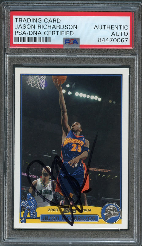 2003-04 Topps Basketball #23 Jason Richardson Signed Card AUTO PSA Slabbed Warriors