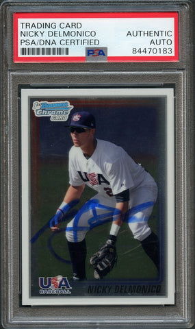 2010 Bowman Chrome #USA-3 Nicky Delmonico Signed Card PSA Slabbed Auto Orioles