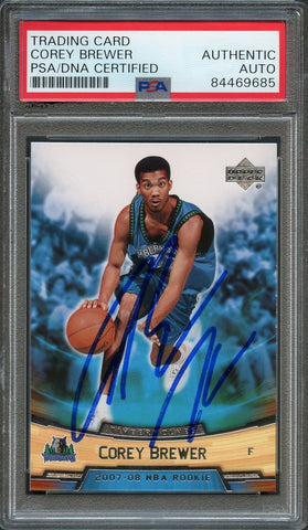 2007-08 Upper Deck Rookie Box Set #3 Corey Brewer Signed Card AUTO PSA Slabbed RC Timberwolves