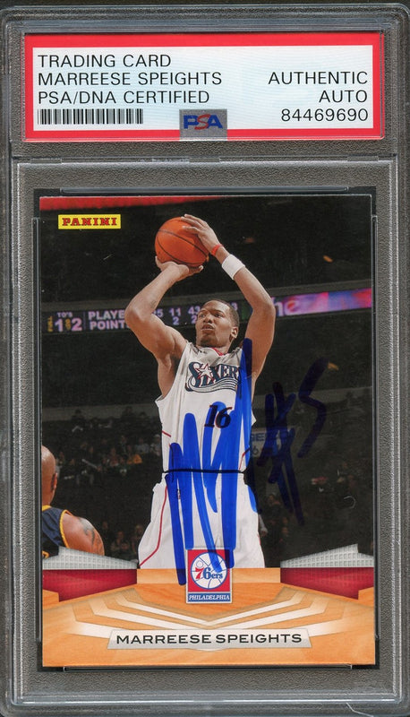 2009-10 Panini Basketball #37 Marreese Speights Signed Card AUTO PSA Slabbed 76ers