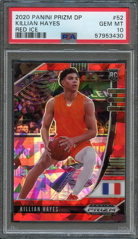 2020-21 Prizm Draft Picks Red Ice #52 Killian Hayes PSA 10 RC Pistons