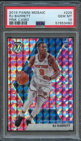 2019-20 MOSAIC Pink Camo #229 RJ BARRETT PSA 10 RC Knicks