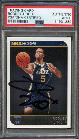 2014-15 NBA Hoops #280 Rodney Hood Signed Card PSA Slabbed RC Jazz