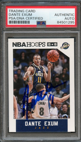 2015-16 NBA Hoops #9 Dante Exum Signed Card PSA Slabbed Jazz