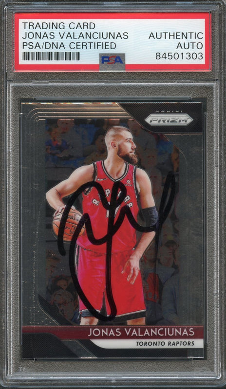 2018-19 Panini Prizm Black #93 Jonas Valanciunas Signed Card AUTO PSA Slabbed Toronto Raptors
