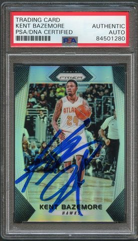 2017-18 Panini Prizm Silver #108 Kent Bazemore Signed Card AUTO PSA Slabbed Hawks