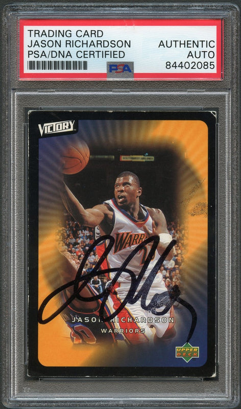 2003-04 Upper Deck Victory #28 Jason Richardson Signed Card AUTO PSA Slabbed Warriors
