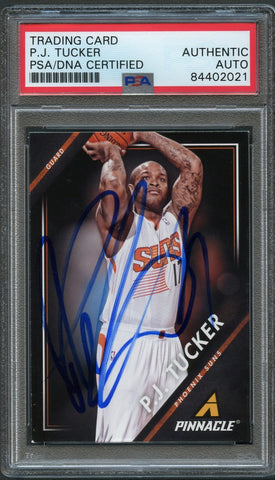 2013-14 Pinnacle #176 P.J. Tucker Signed Card AUTO PSA Slabbed Suns