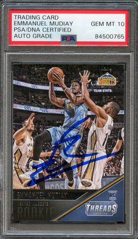 2015-16 Panini Threads #200 Emmanuel Mudiay Signed Rookie Card AUTO 10 PSA Slabbed RC