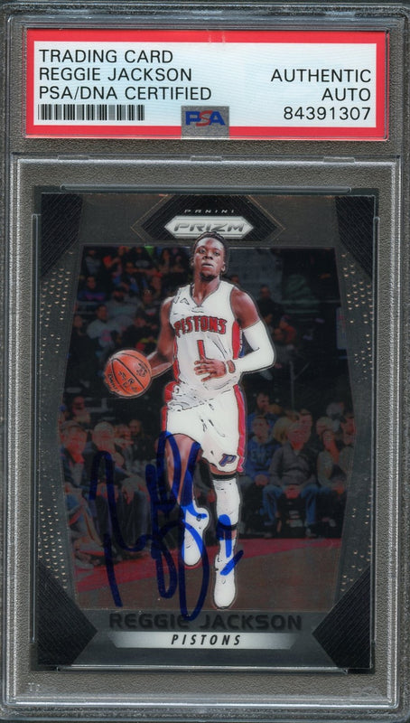 2017-18 Panini Prizm #174 Reggie Jackson Signed Card Auto PSA/DNA Slabbed Pistons