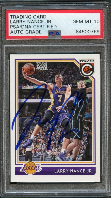 2016-17 Panini Complete #177 Larry Nance Jr. Signed Card AUTO 10 PSA Slabbed Lakers