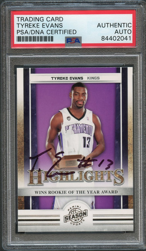 2009-10 Panini Season Update #17 Tyreke Evans Signed Card AUTO PSA Slabbed Kings