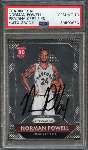 2015-16 Panini Prizm #337 Norman Powell Signed Card AUTO 10 PSA Slabbed RC Raptors