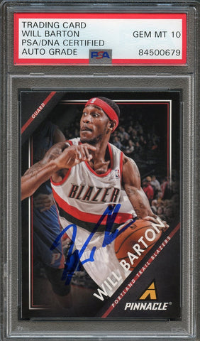 2013-14 Panini Pinnacle #165 Will Barton Signed Card AUTO 10 PSA Slabbed Blazers