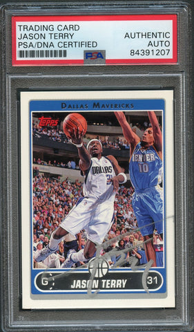 2006 Topps #11 Jason Terry Signed Card AUTO PSA Slabbed Mavericks