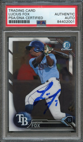 2016 Bowman Draft Chrome #BDC-200 Lucius Fox Signed Card PSA Slabbed Auto Rays