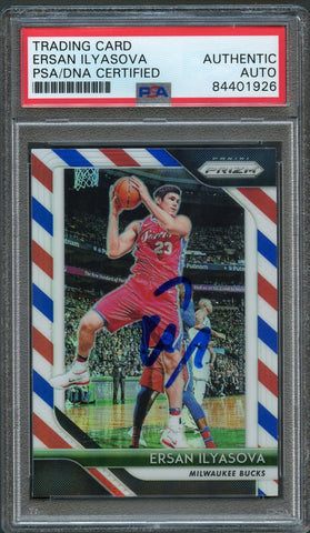 2018-19 Panini Prizm #7 Ersan Ilyasova Signed Card AUTO PSA Slabbed