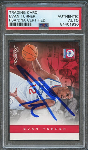 2012-13 Panini Prestige #132 Evan Turner Signed Card AUTO PSA Slabbed 76ers