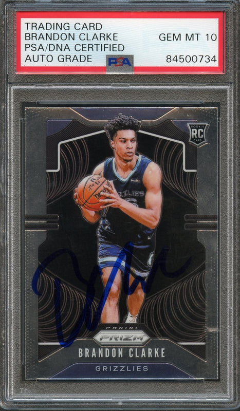 2019-20 Panini Prizm #266 Brandon Clarke Signed Card AUTO 10 PSA Slabbed RC Grizzlies