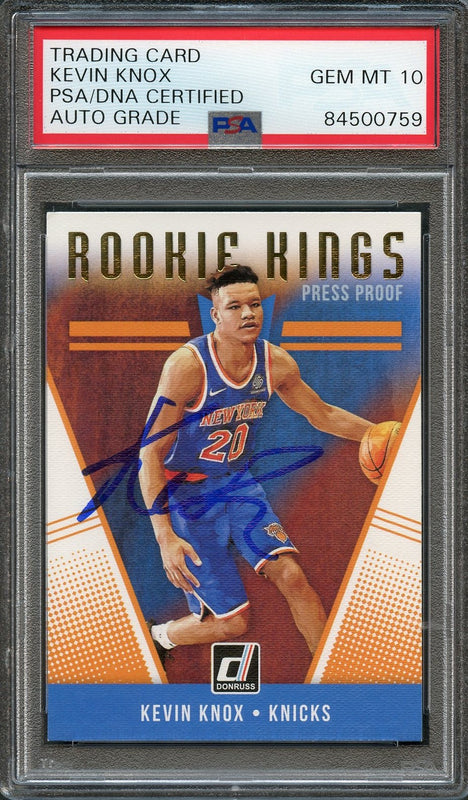 2018-19 Donruss Rookie Kings #22 Kevin Knox Signed Card AUTO 10 PSA Slabbed RC Knicks