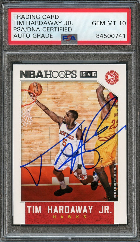 2015-16 NBA Hoops #26 Tim Hardaway Jr. Signed Card AUTO 10 PSA Slabbed Hawks