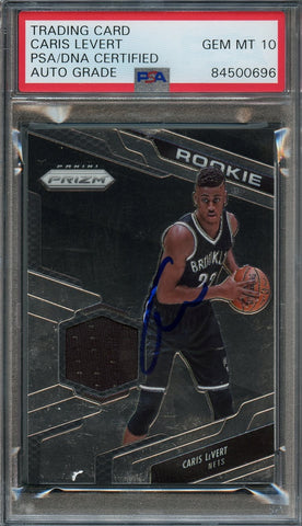 2016-17 Panini Prizm Relics #18 Caris Levert Signed Card AUTO 10 PSA Slabbed RC Nets