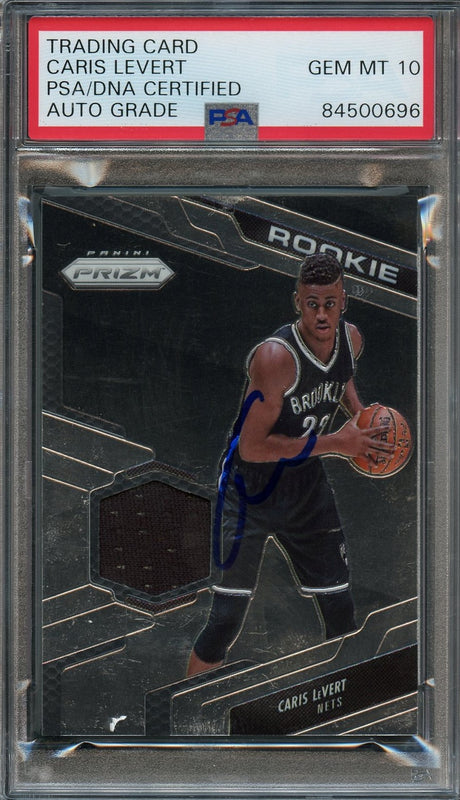 2016-17 Panini Prizm Relics #18 Caris Levert Signed Card AUTO 10 PSA Slabbed RC Nets
