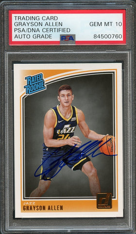 2018-19 Donruss Rated Rookie #156 Grayson Allen Signed Card AUTO 10 PSA/DNA Slabbed Autographed RC Jazz