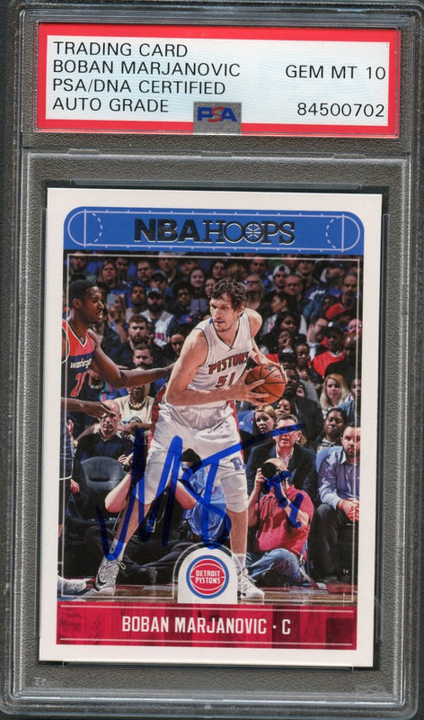 2017-18 NBA Hoops #168 Boban Marjanovic signed Auto 10 Card PSA/DNA Slabbed Pistons