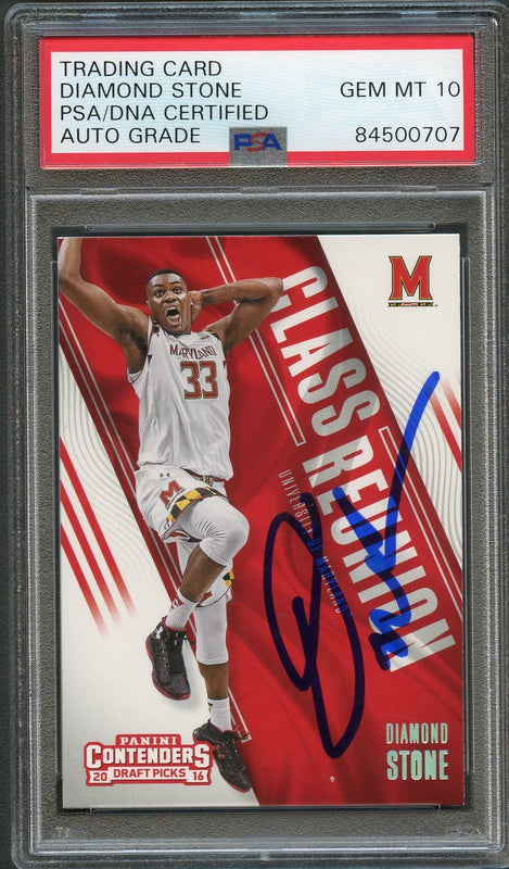 2016-17 Contenders Draft Picks #14 Diamond Stone Signed Card Auto 10 PSA Slabbed Maryland