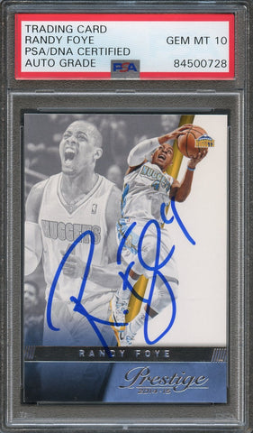 2014-15 Panini Prestige #149 Randy Foye Signed Card AUTO 10 PSA Slabbed Nuggets