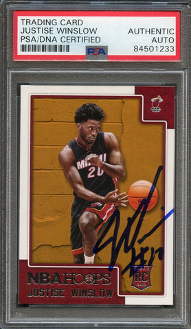 2015-16 NBA Hoops #300 Justice Winslow Signed Card AUTO PSA/DNA Slabbed RC Heat