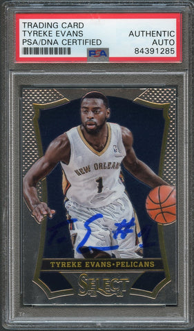 2013-14 Panini Select #80 Tyreke Evans Signed Card AUTO PSA Slabbed Pelicans