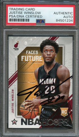 2015-16 NBA Hoops Faces of the Future #12 Justise Winslow Signed Card AUTO PSA/DNA Slabbed RC Heat