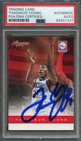 2012-13 Panini Prestige #148 Thaddeus Young Signed Card AUTO PSA Slabbed 76ers