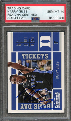 2017 Contenders Draft Picks Game Day #10 Harry Giles Signed PSA Slabbed Auto 10