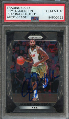 2017 Panini Prizm #59 James Johnson Signed Card AUTO 10 PSA/DNA Slabbed Heat