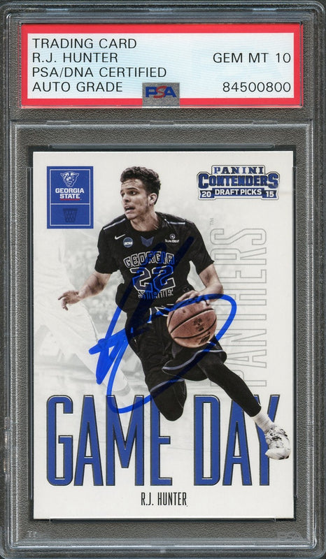 2015-16 Contenders Draft Picks #33 RJ HUNTER Signed Card AUTO 10 PSA Slabbed Georgia State