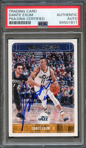 2017-18 NBA Hoops #85 Dante Exum Signed Card AUTO PSA Slabbed Jazz