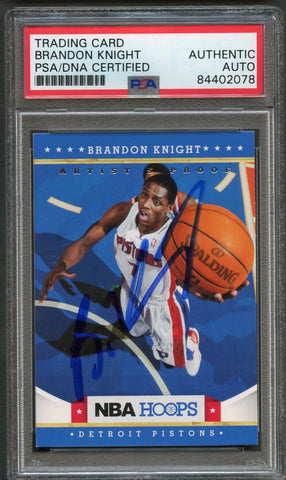 2012-13 NBA Hoops #229 Brandon Knight Signed Card AUTO PSA Slabbed Pistons
