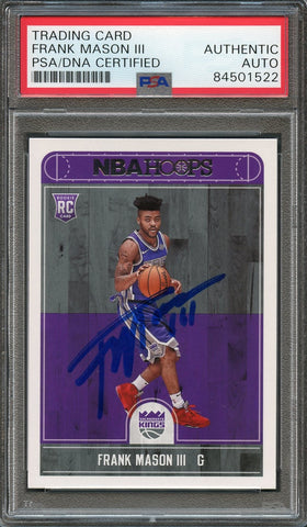 2017-18 NBA Hoops #284 Frank Mason III Signed Card AUTO PSA Slabbed RC Kings